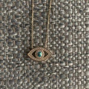 14K Gold Evil Eye Necklace/CZ stones Necklace